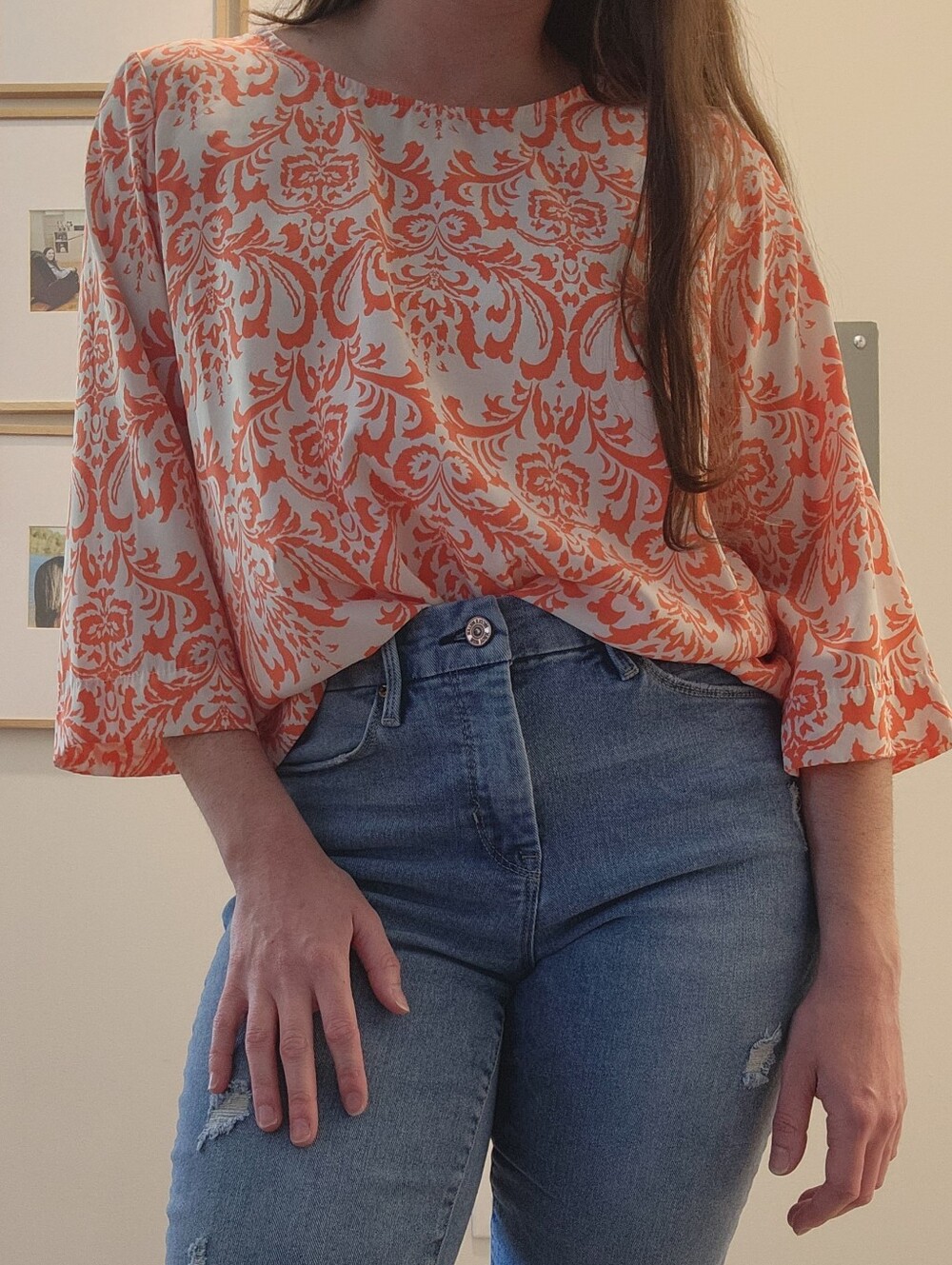 Women's Caramela Business Casual Orange Paisley Printed Blouse